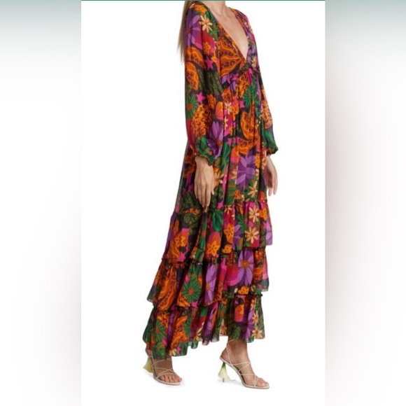 $285 NEW Gorgeous & Colorful FARM RIO Star Fruit Maxi Dress - Picture 3 of 16